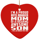 Proud Hotel Manager Mom Of Awesome Son - Heart Ornament