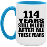 114th Anniversary 114 Years Still In Love After Years - 15oz Accent Mug Blue