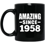 66th Birthday Amazing Since 1958 - 11 Oz Coffee Mug Black