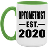 Optometrist Established EST. 2020 - 15oz Accent Mug Green