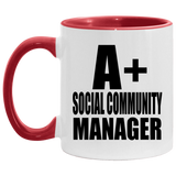 A+ Social Community Manager - 11oz Accent Mug Red