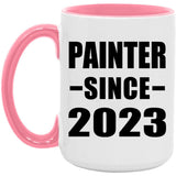 Painter Since 2023 - 15oz Accent Mug Pink