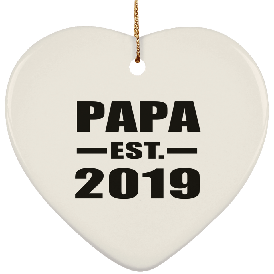 Papa Established EST. 2019 - Heart Ornament