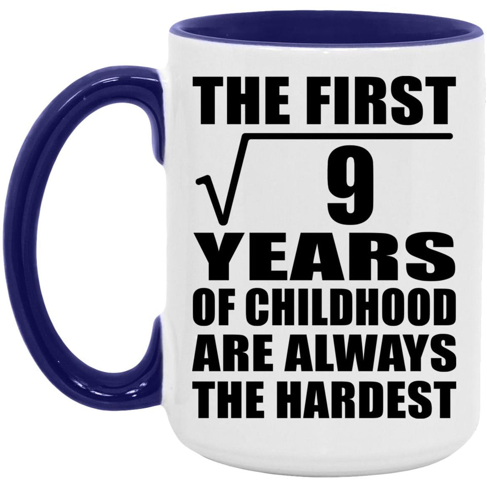 3rd Birthday Square Root of 9 Years of Childhood - 15oz Accent Mug Purple