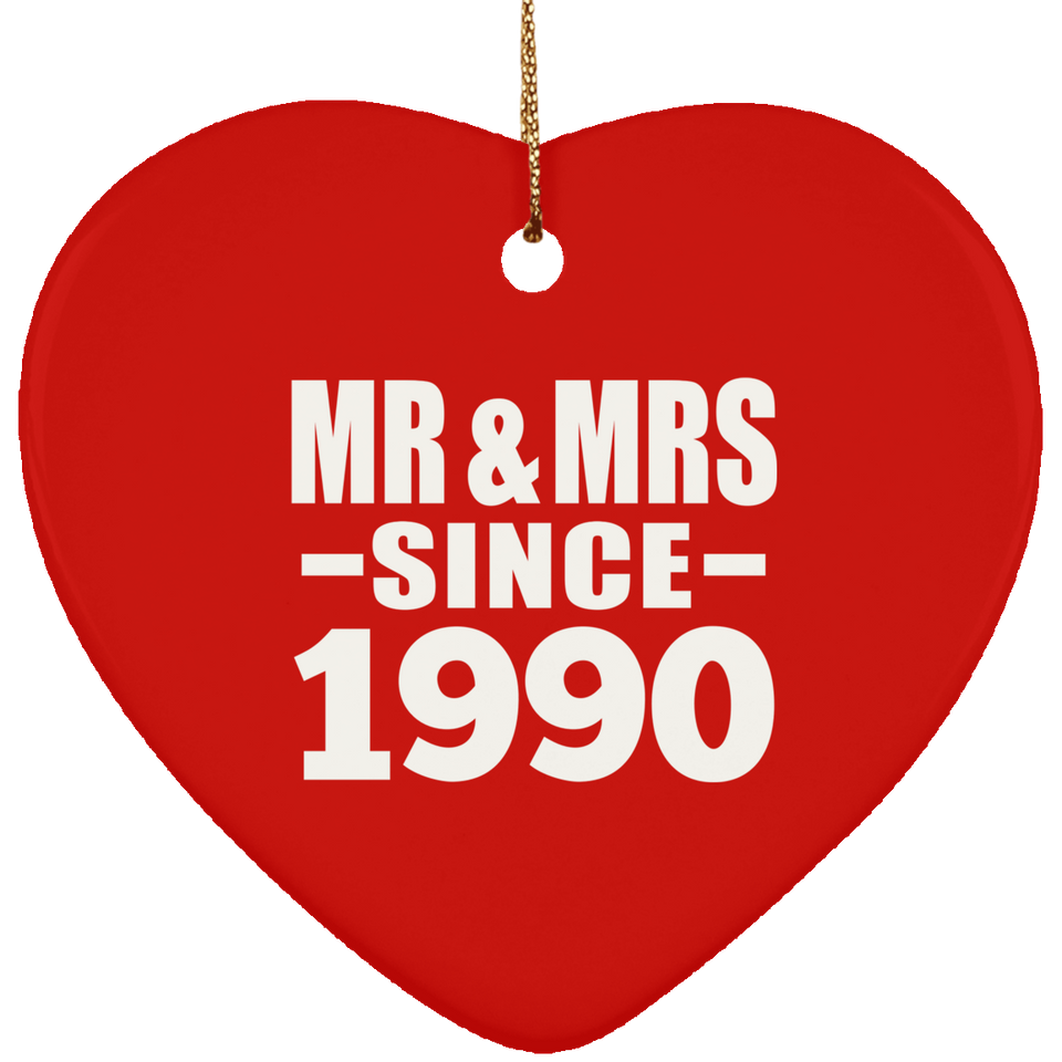 34th Anniversary Mr & Mrs Since 1990 - Heart Ornament