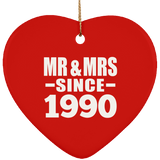 34th Anniversary Mr & Mrs Since 1990 - Heart Ornament