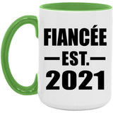 Fiancee Established EST. 2021 - 15oz Accent Mug Green