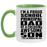 Proud School Principal Dad Of Awesome Son - 11oz Accent Mug Green