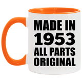 71st Birthday Made in 1953 All Parts Original - 11oz Accent Mug Orange