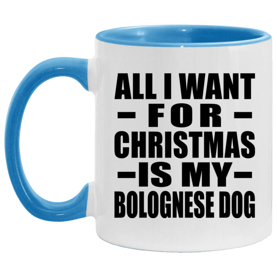 All I Want For Christmas Is My Bolognese Dog - 11oz Accent Mug Blue