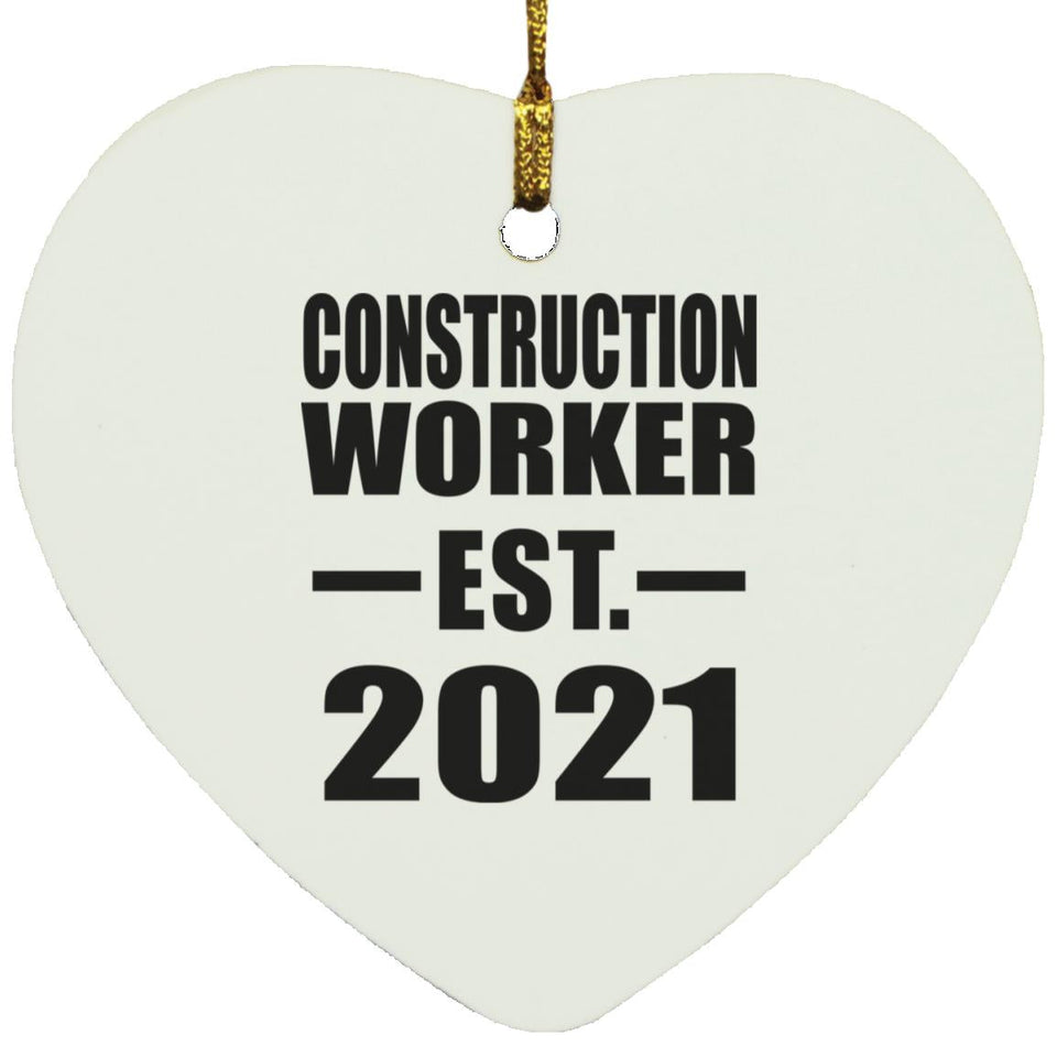 Construction Worker Established EST. 2021 - Heart Ornament