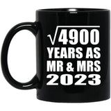 70th Anniversary Square Root of 4900 Years As Mr & Mrs 2023 - 11oz Coffee Mug Black
