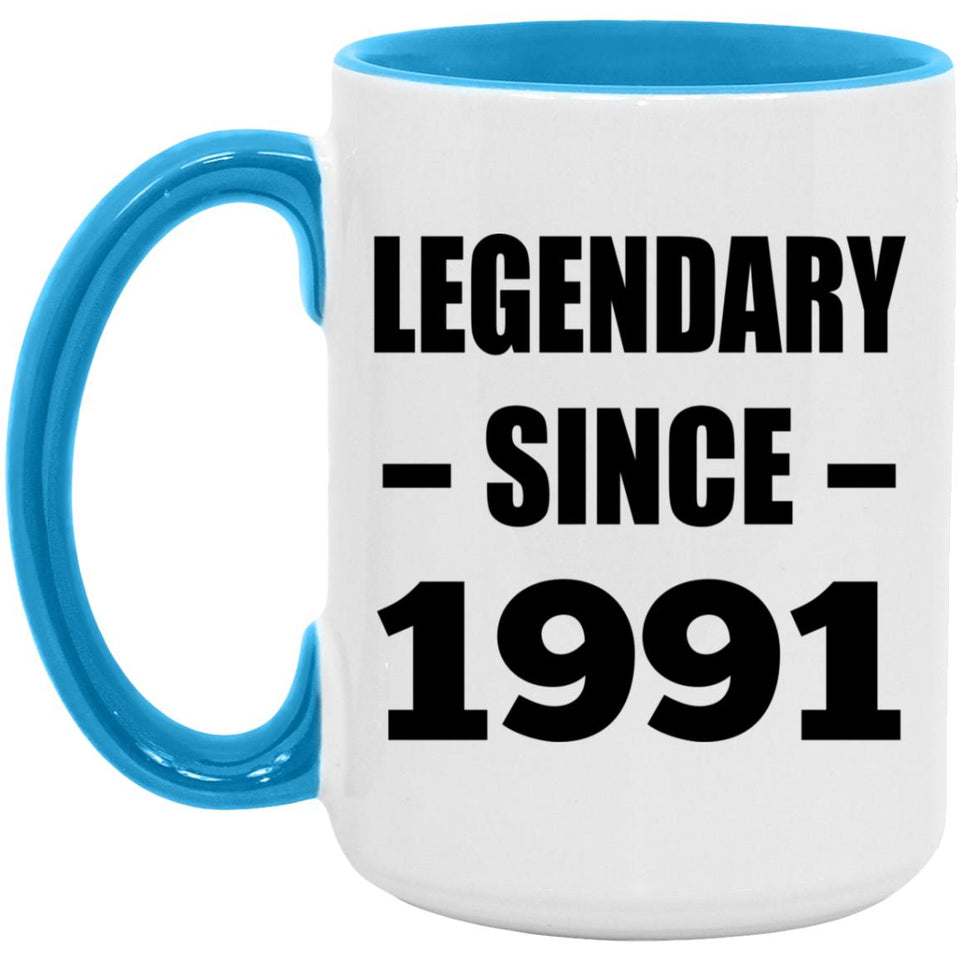 33rd Birthday Legendary Since 1991 - 15oz Accent Mug Blue