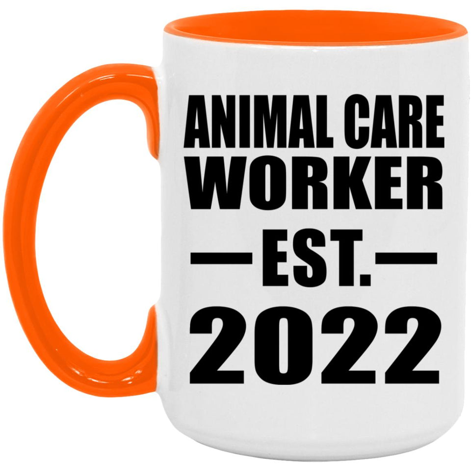 Animal Care Worker Established EST. 2022 - 15oz Accent Mug Orange