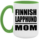 Finnish Lapphund Mom - 15oz Accent Mug Green