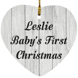 Leslie Baby's First Christmas - Heart Ornament F