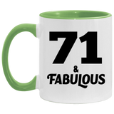71st Birthday 71 & Fabulous - 11oz Accent Mug Green
