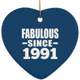 33rd Birthday Fabulous Since 1991 - Heart Ornament