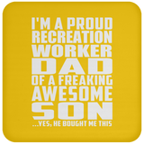 Proud Recreation Worker Dad Of Awesome Son - Drink Coaster