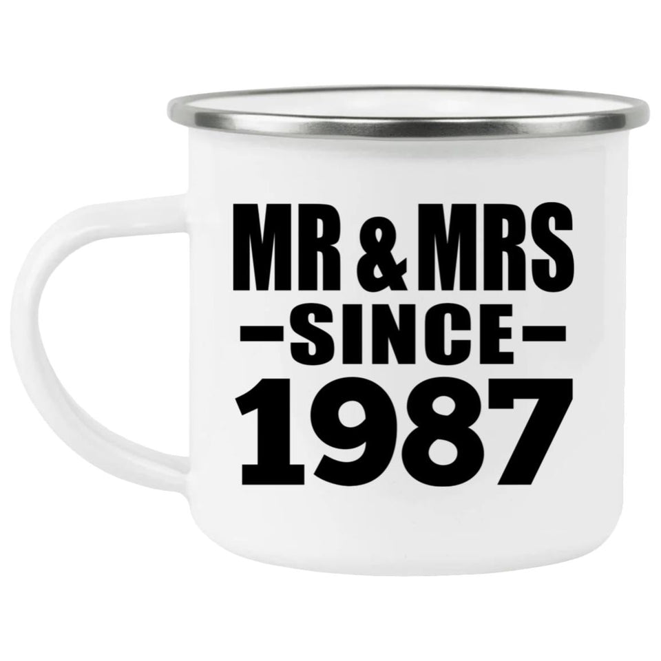 37th Anniversary Mr & Mrs Since 1987 - 12oz Camping Mug