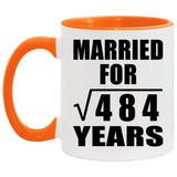 22nd Anniversary Married For Square Root of 484 Years - 11oz Accent Mug Orange