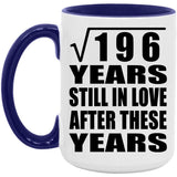 14th Anniversary Square Root of 196 Years Still In Love - 15oz Accent Mug Purple