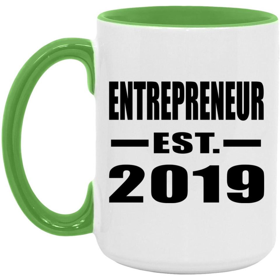 Entrepreneur Established EST. 2019 - 15oz Accent Mug Green