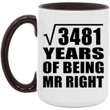 59th Anniversary Square Root of 3481 Years of Being Mr Right - 15oz Accent Mug Black