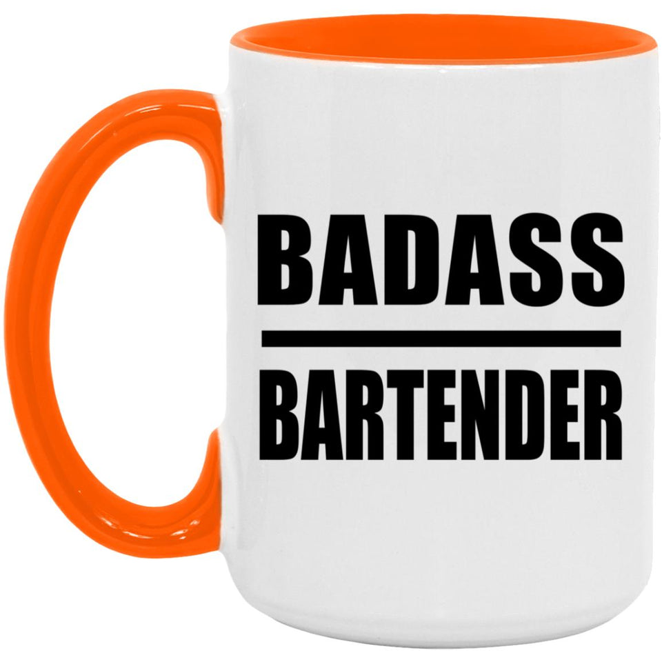 Badass Bartender - 15oz Accent Mug Orange