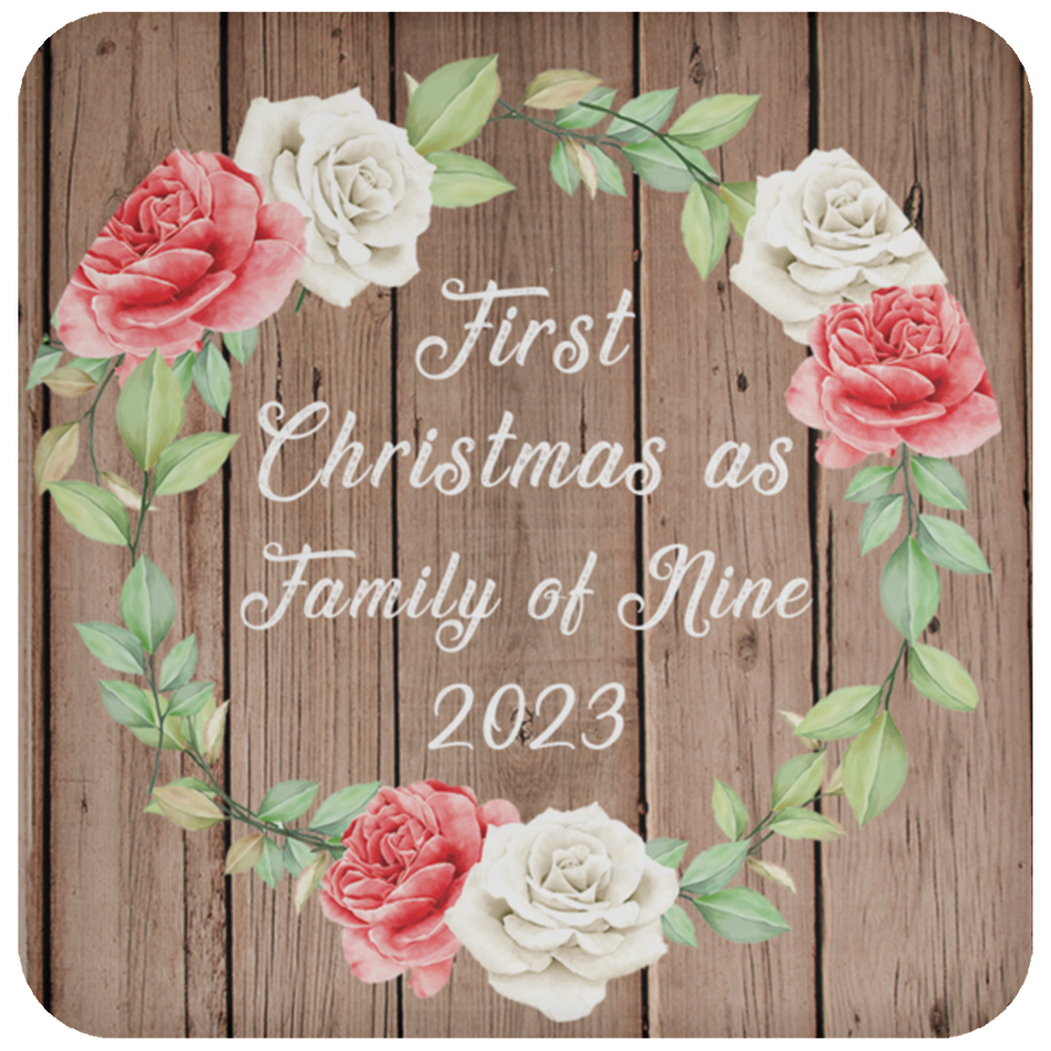 First Christmas As Family Of Nine 2023 - Drink Coaster B