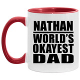 Nathan World's Okayest Dad - 11oz Accent Mug Red
