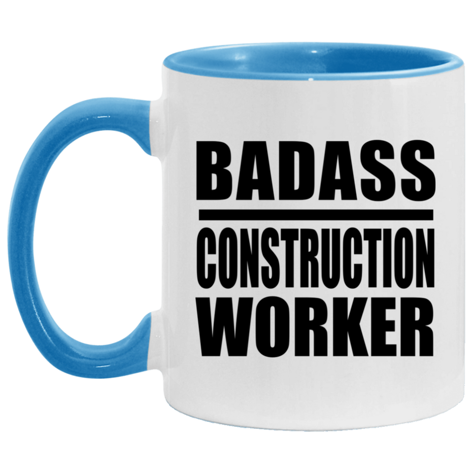 Badass Construction Worker - 11oz Accent Mug Blue