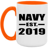Navy Established EST. 2019 - 15oz Accent Mug Orange