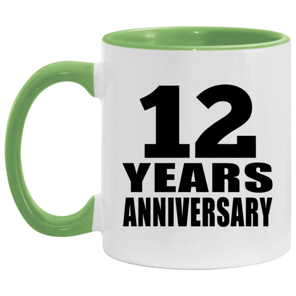 12th Anniversary 12 Years - 11oz Accent Mug Green