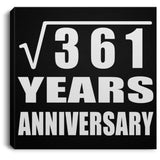 19th Anniversary Square Root of 361 Years Anniversary - Canvas Square