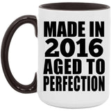 8th Birthday Made In 2016 Aged to Perfection - 15oz Accent Mug Black