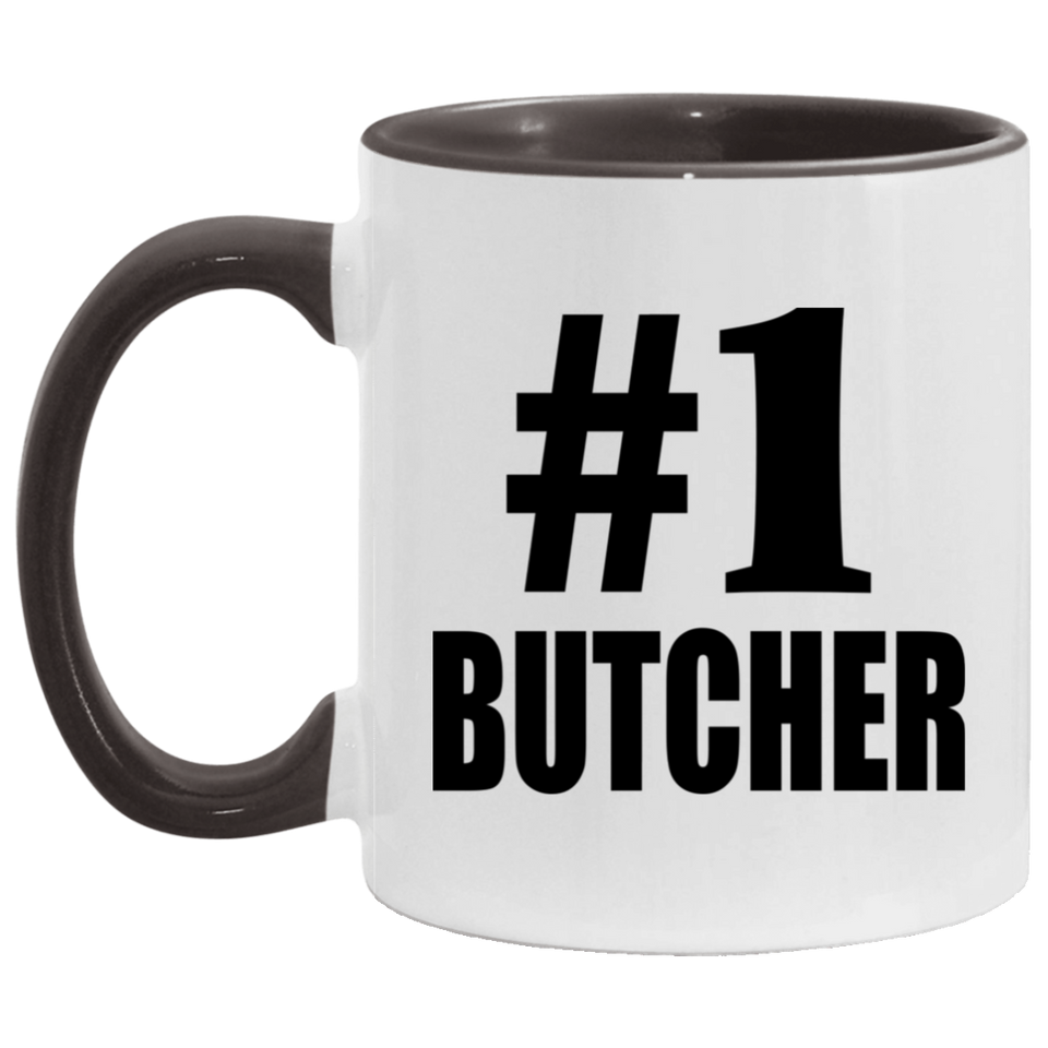 Number One #1 Butcher - 11oz Accent Mug Black