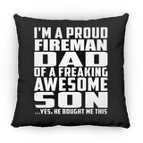 Proud Fireman Dad Of Awesome Son - Throw Pillow Black