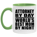 Attorney By Day World's Best Mom By Night - 11oz Accent Mug Green