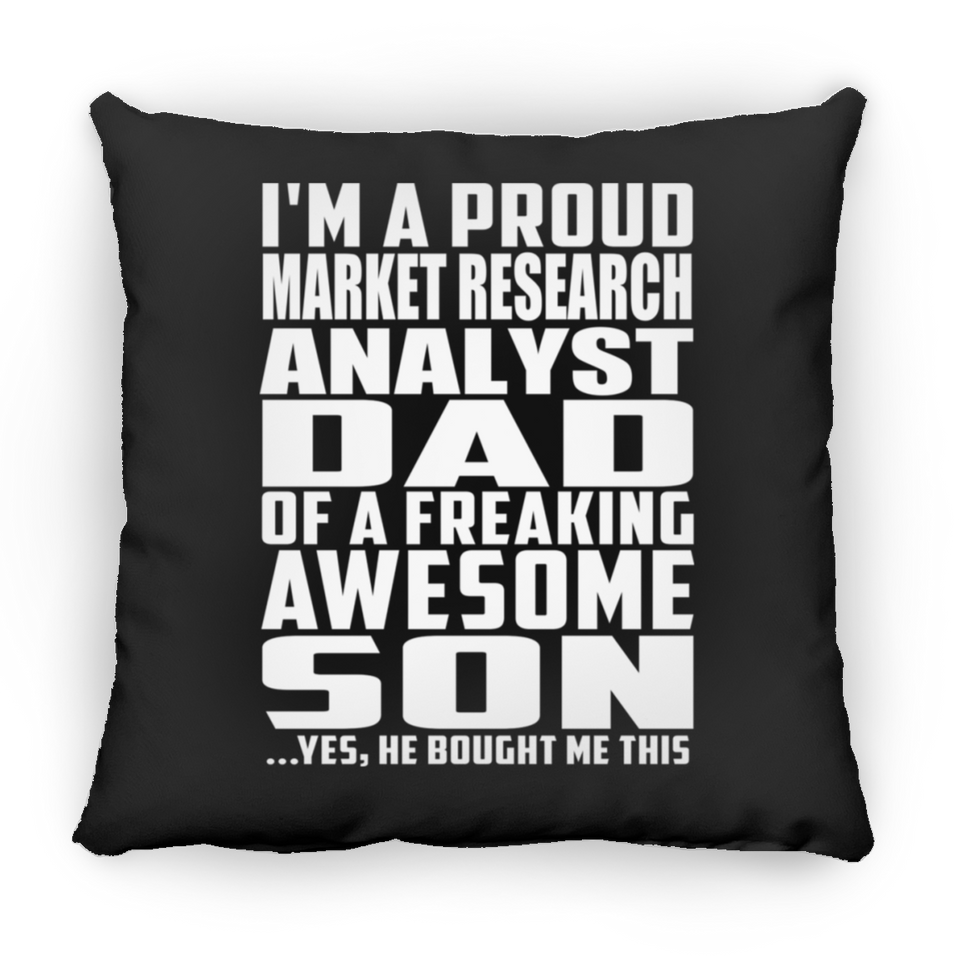 Proud Market Research Analyst Dad Of Awesome Son - Throw Pillow Black