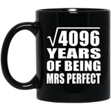 64th Anniversary Square Root of 4096 Years of Mrs Perfect - 11oz Coffee Mug Black