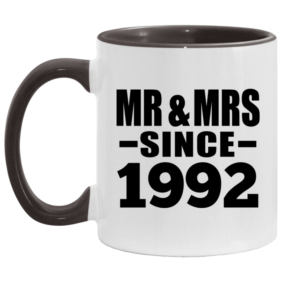 32nd Anniversary Mr & Mrs Since 1992 - 11oz Accent Mug Black