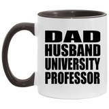 Dad Husband University Professor - 11oz Accent Mug Black