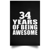34th Birthday 34 Years Of Being Awesome - Poster Portrait