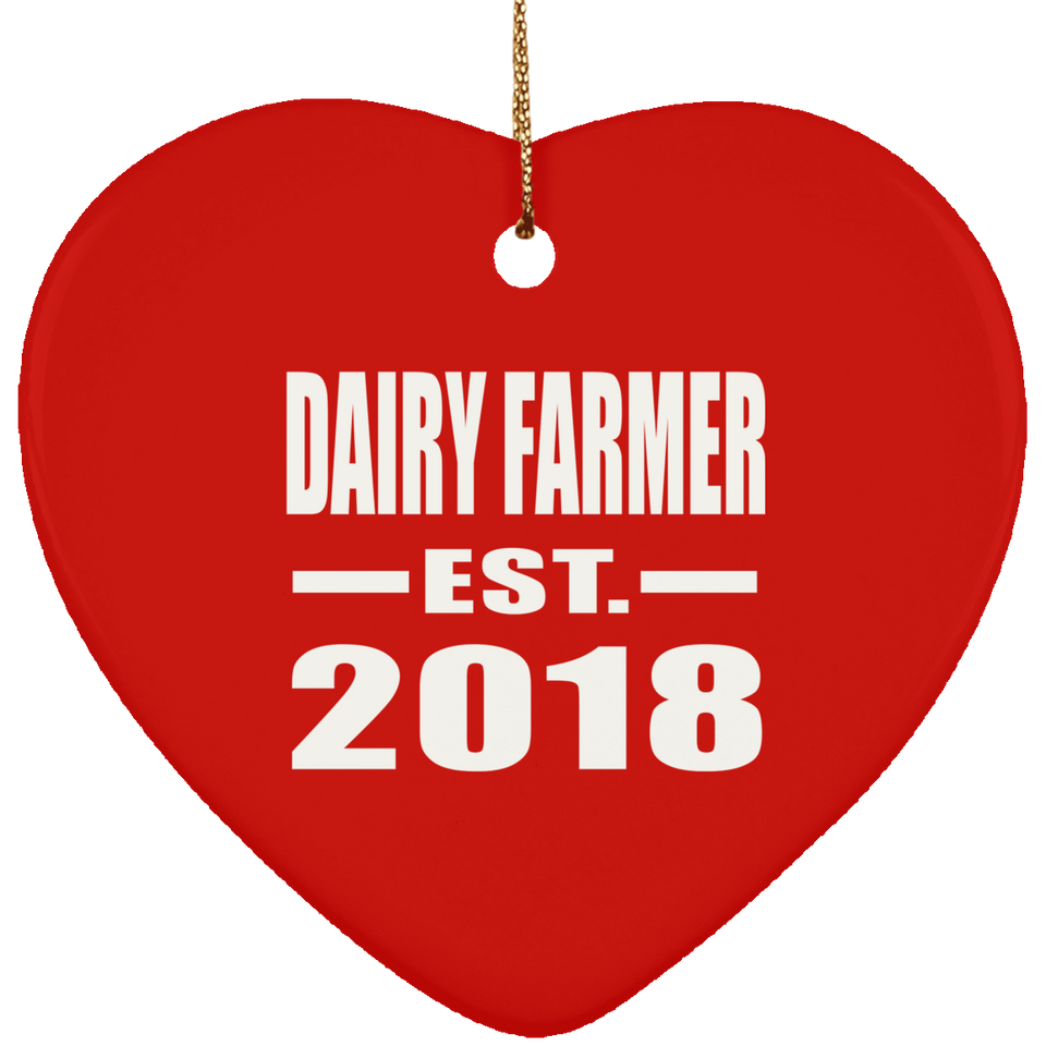 Dairy Farmer Established EST. 2018 - Heart Ornament