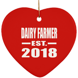 Dairy Farmer Established EST. 2018 - Heart Ornament