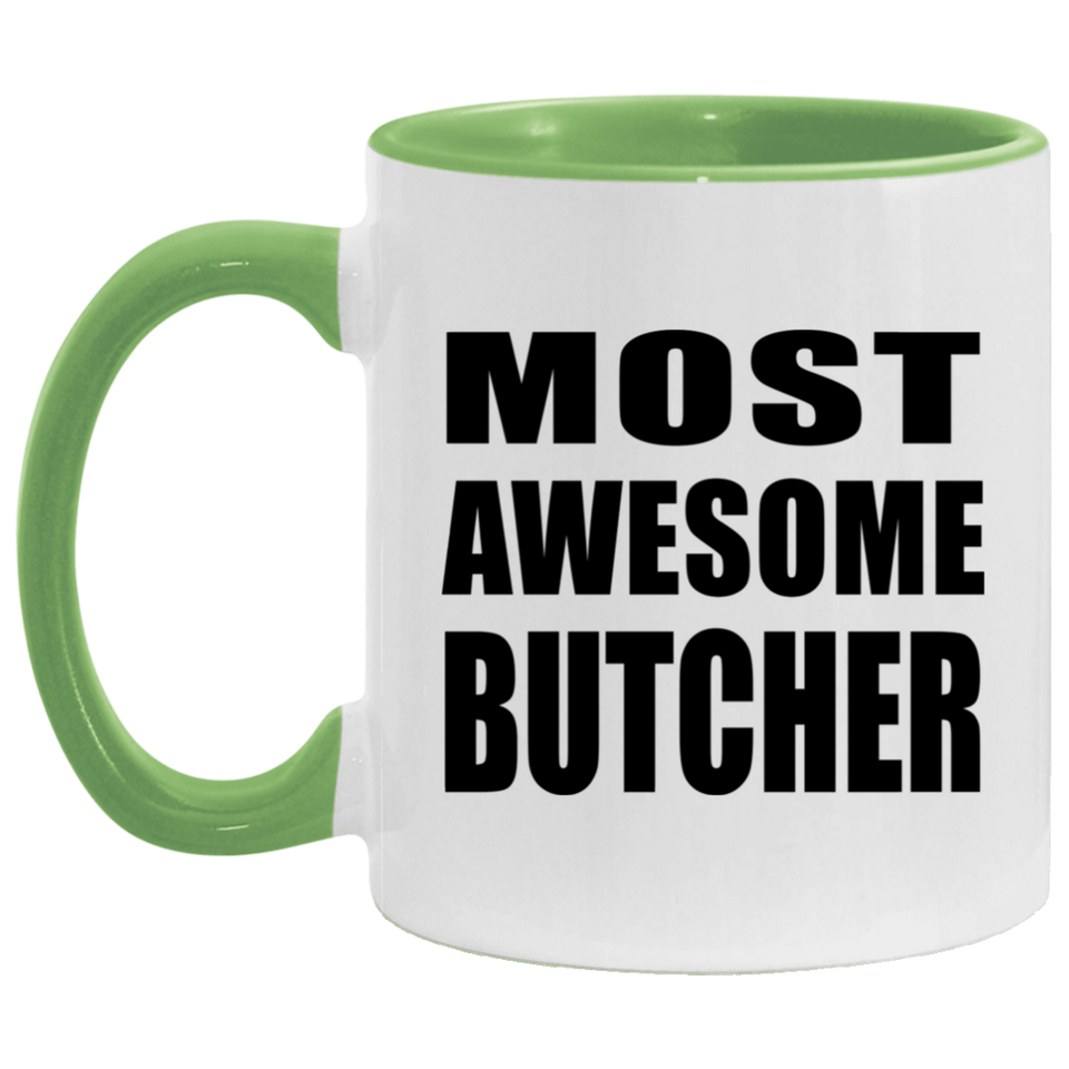 Most Awesome Butcher - 11oz Accent Mug Green