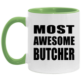 Most Awesome Butcher - 11oz Accent Mug Green