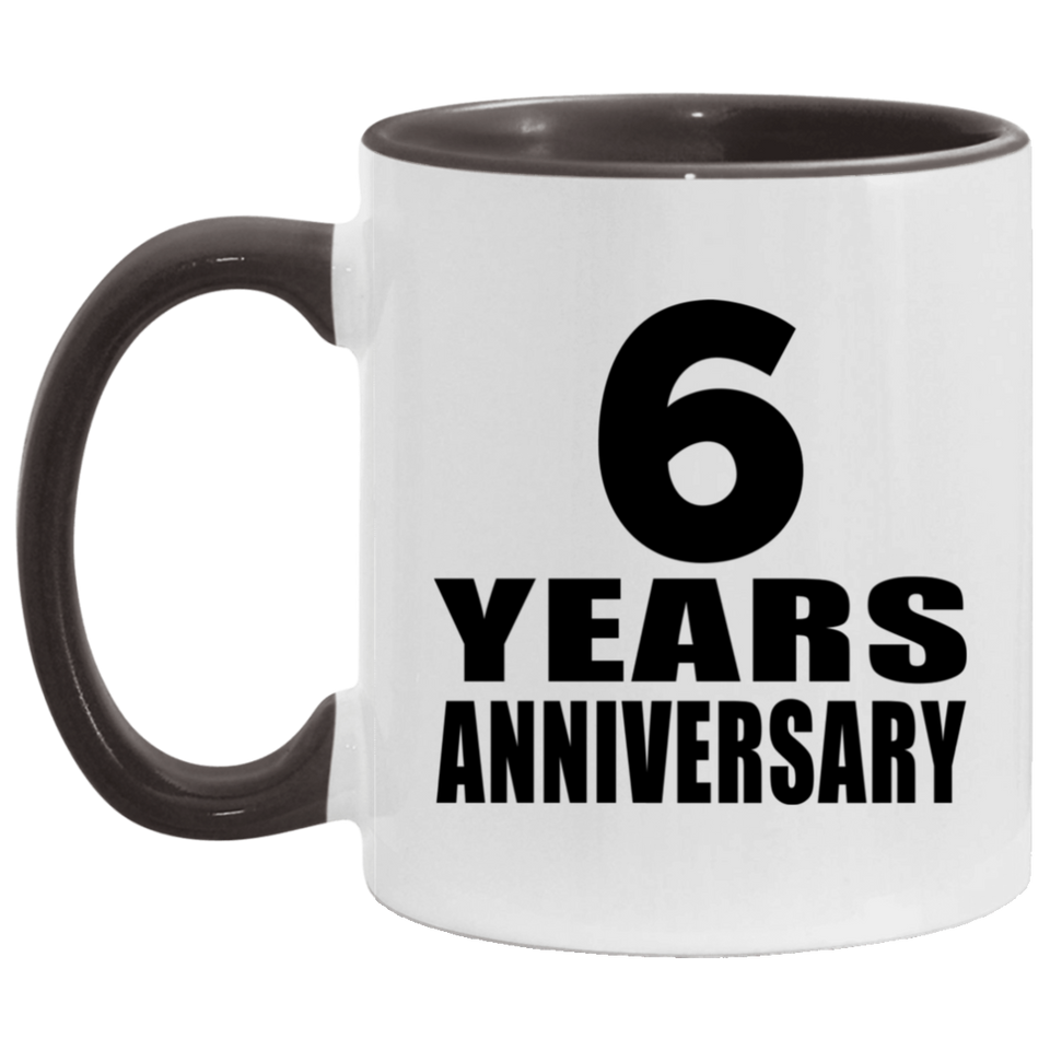 6th Anniversary 6 Years - 11oz Accent Mug Black