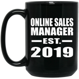 Online Sales Manager Established EST. 2019 - 15oz Coffee Mug Black